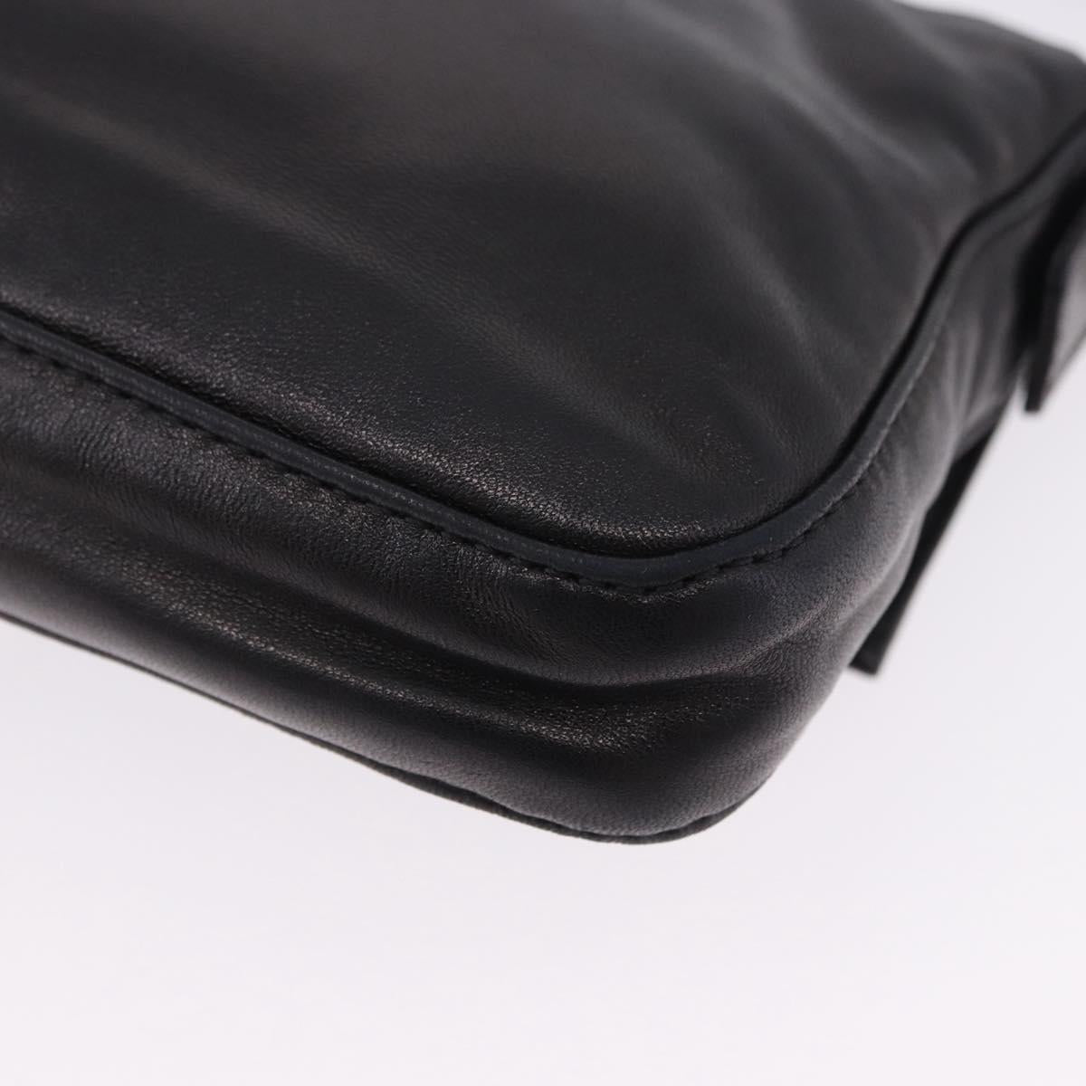 FENDI Mamma Baguette Shoulder Bag Leather Black Silver Auth 198301SAM