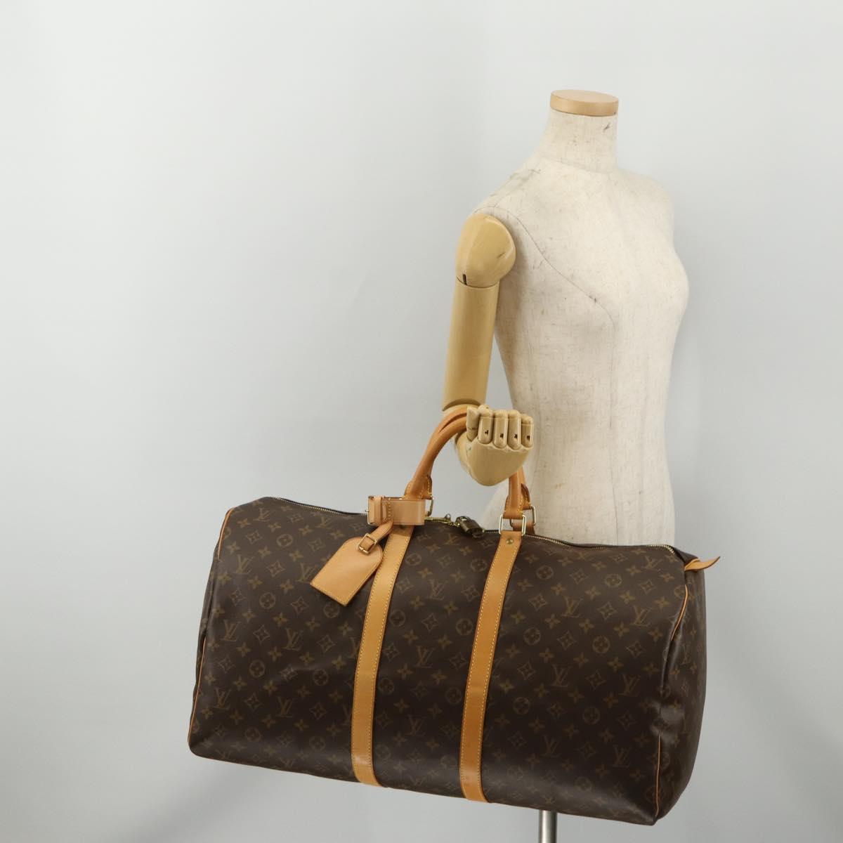 LOUIS VUITTON Monogram Keepall 55 Boston Bag M41424 LV Auth 198304V