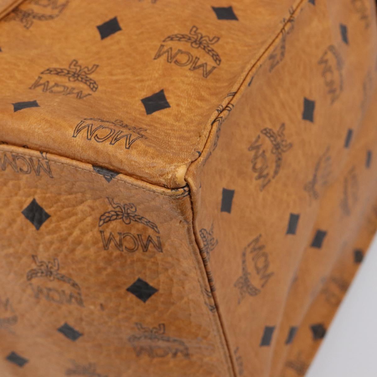 MCM Vicetos Logogram Tote Bag PVC Leather Brown Gold Auth 198306