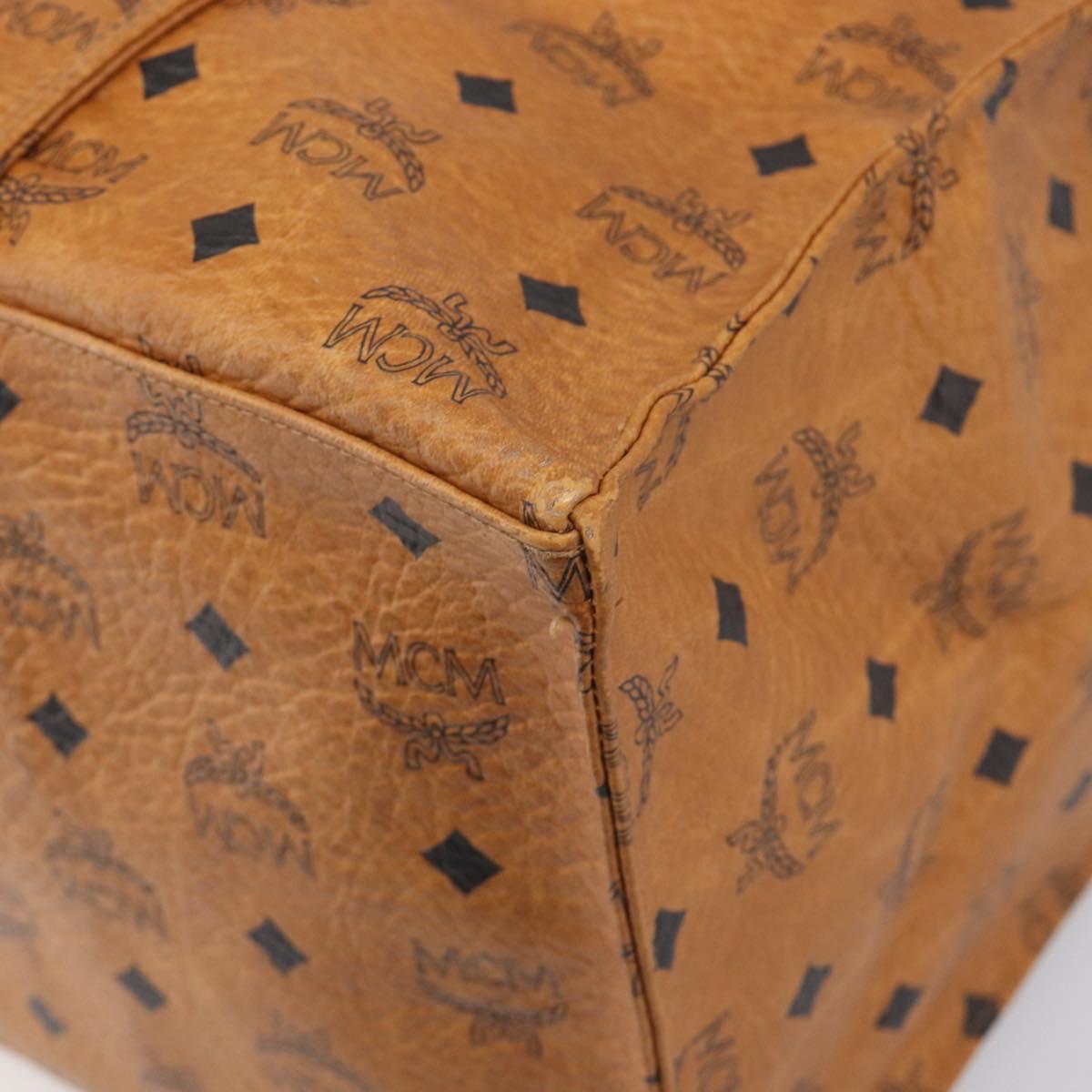 MCM Vicetos Logogram Tote Bag PVC Leather Brown Gold Auth 198306