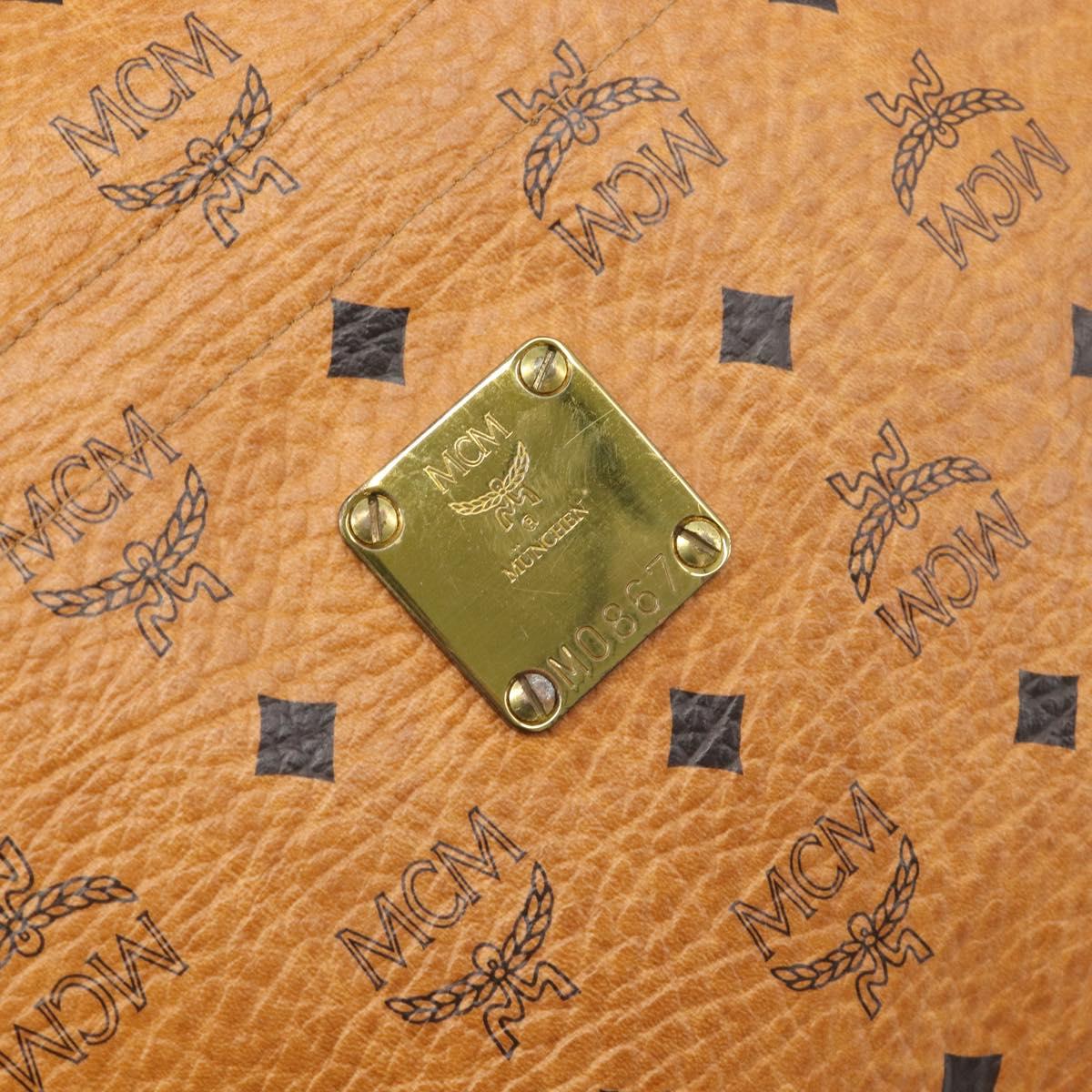 MCM Vicetos Logogram Tote Bag PVC Leather Brown Gold Auth 198306