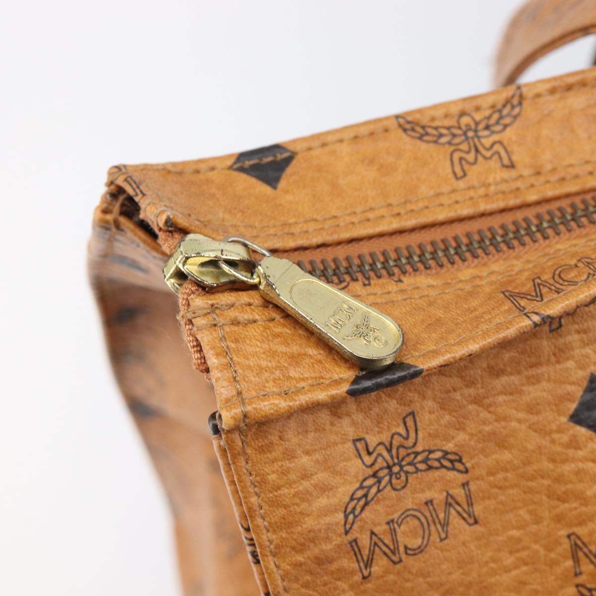 MCM Vicetos Logogram Tote Bag PVC Leather Brown Gold Auth 198306