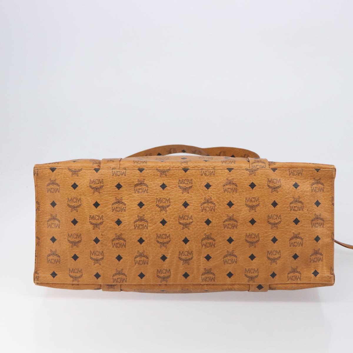MCM Vicetos Logogram Tote Bag PVC Leather Brown Gold Auth 198306