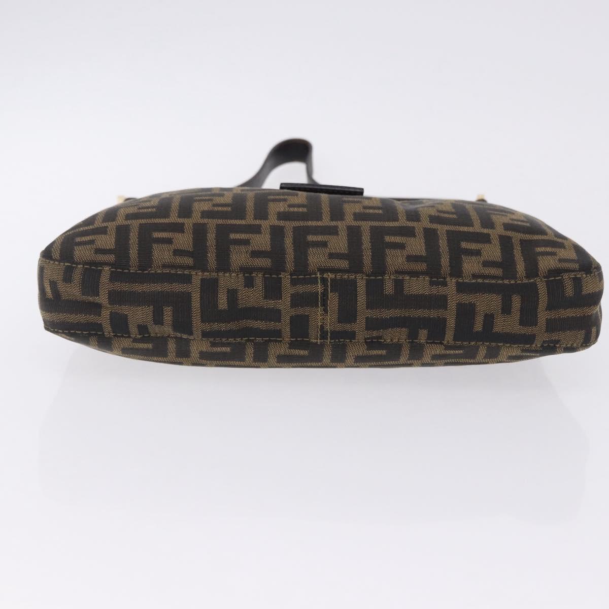 FENDI Zucca Canvas Mamma Baguette Shoulder Bag Brown Gold Tone Auth 198310V