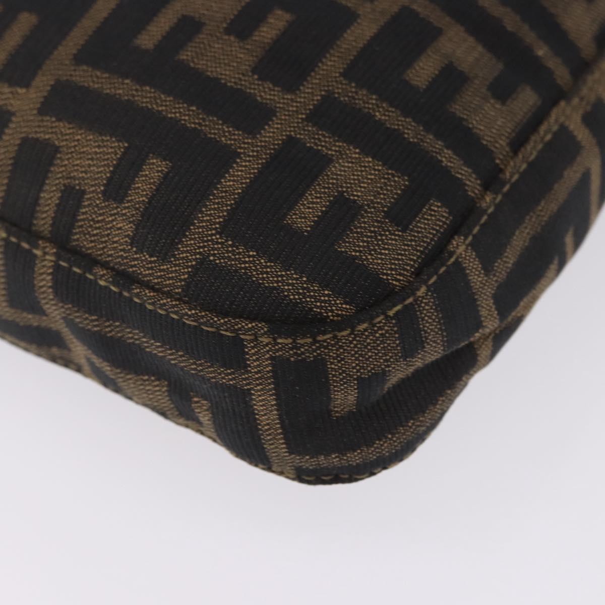 FENDI Zucca Canvas Mamma Baguette Shoulder Bag Brown Gold Tone Auth 198310V