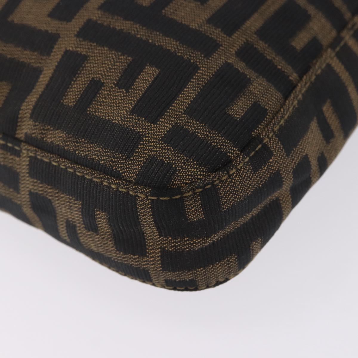 FENDI Zucca Canvas Mamma Baguette Shoulder Bag Brown Gold Tone Auth 198310V