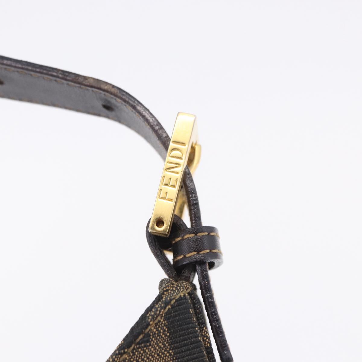 FENDI Zucca Canvas Mamma Baguette Shoulder Bag Brown Gold Tone Auth 198310V