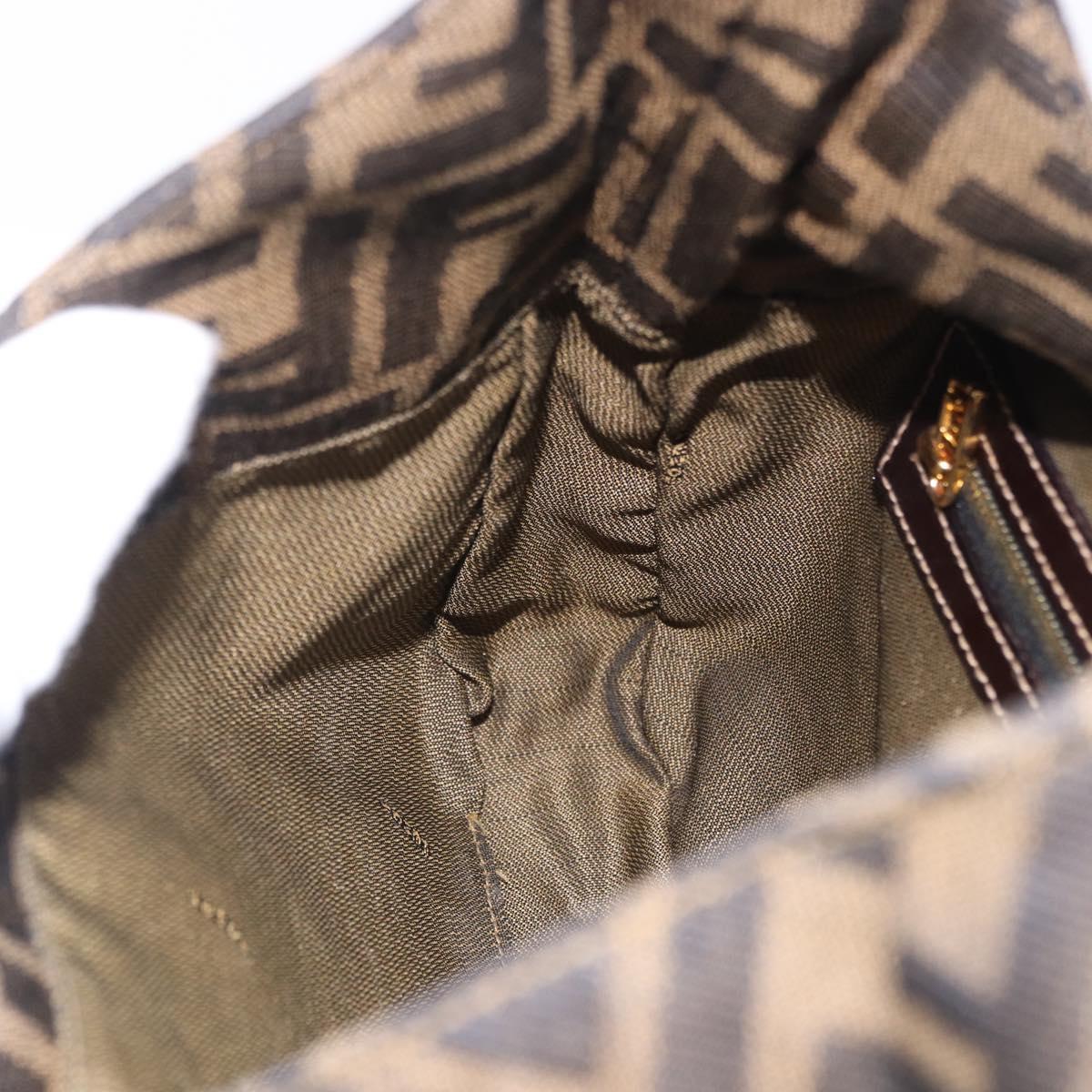 FENDI Zucca Canvas Mamma Baguette Shoulder Bag Brown Gold Tone Auth 198310V