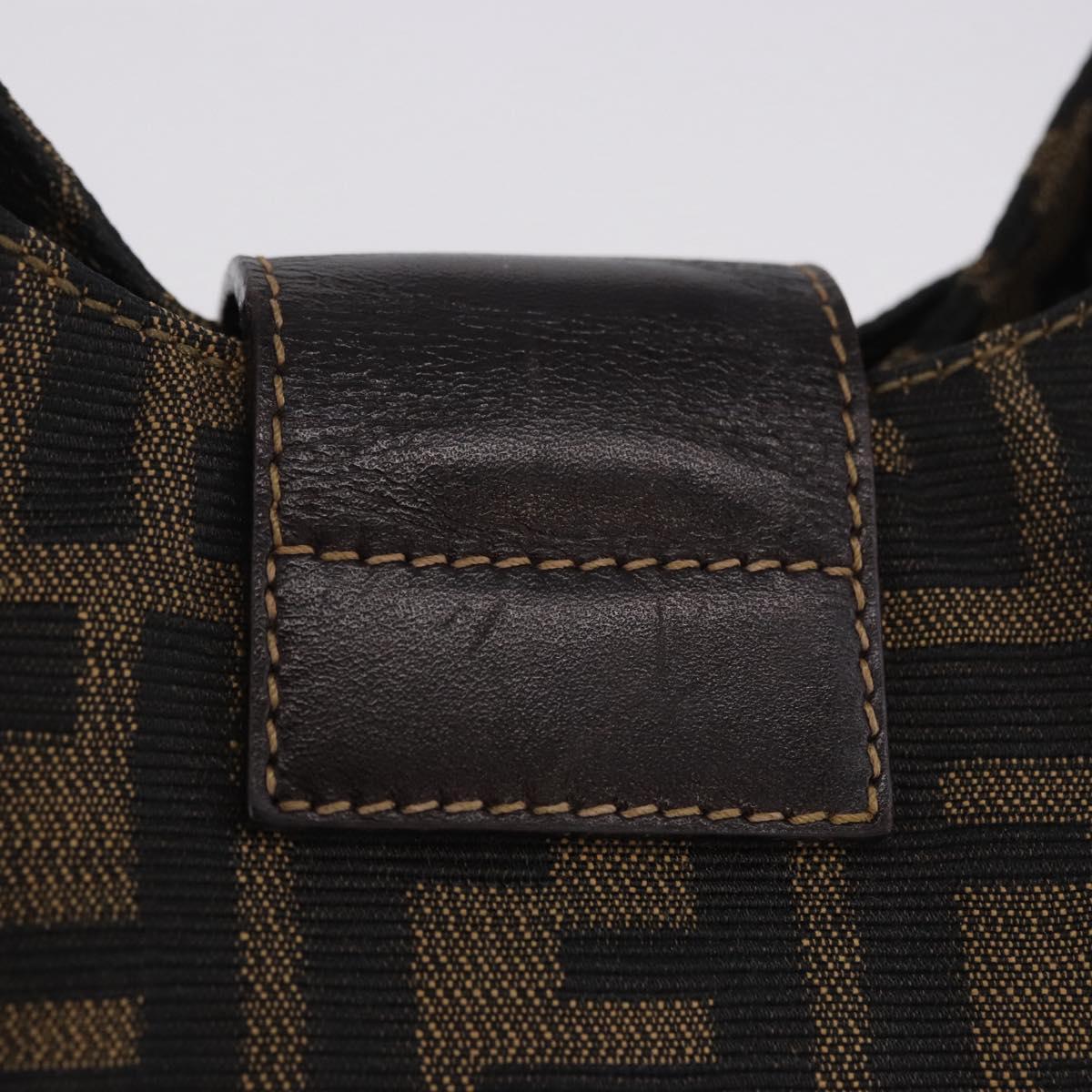 FENDI Zucca Canvas Mamma Baguette Shoulder Bag Brown Gold Tone Auth 198310V
