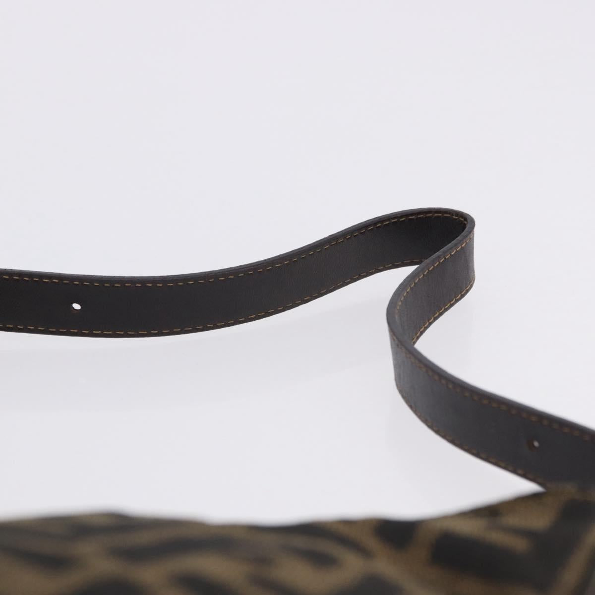 FENDI Zucca Canvas Mamma Baguette Shoulder Bag Brown Gold Tone Auth 198310V