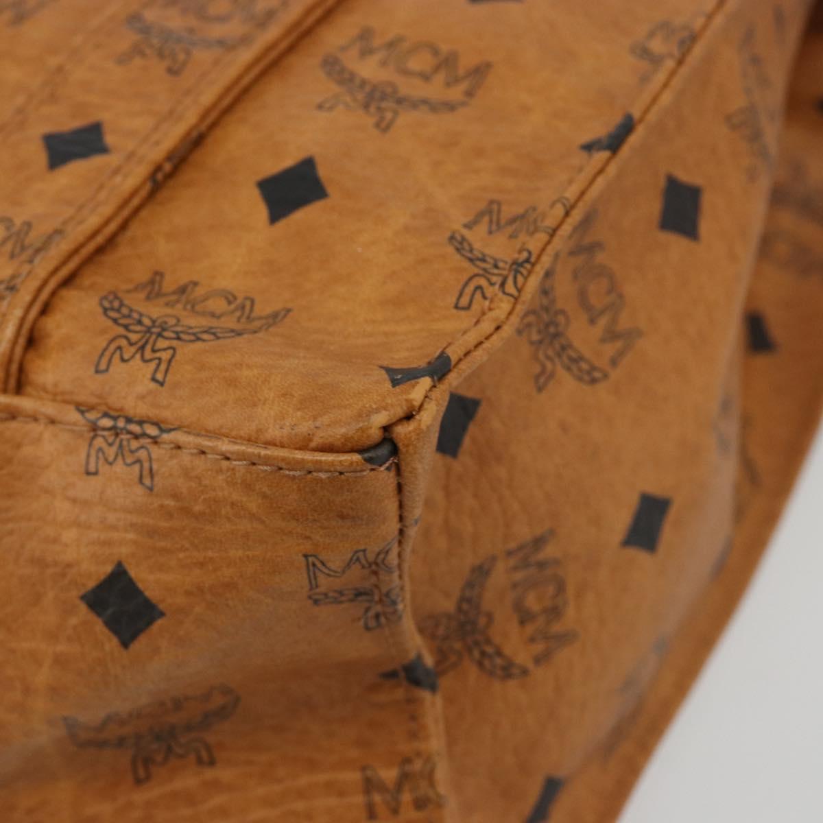 MCM Vicetos Logogram Tote Bag PVC Leather Brown Gold Auth 198311