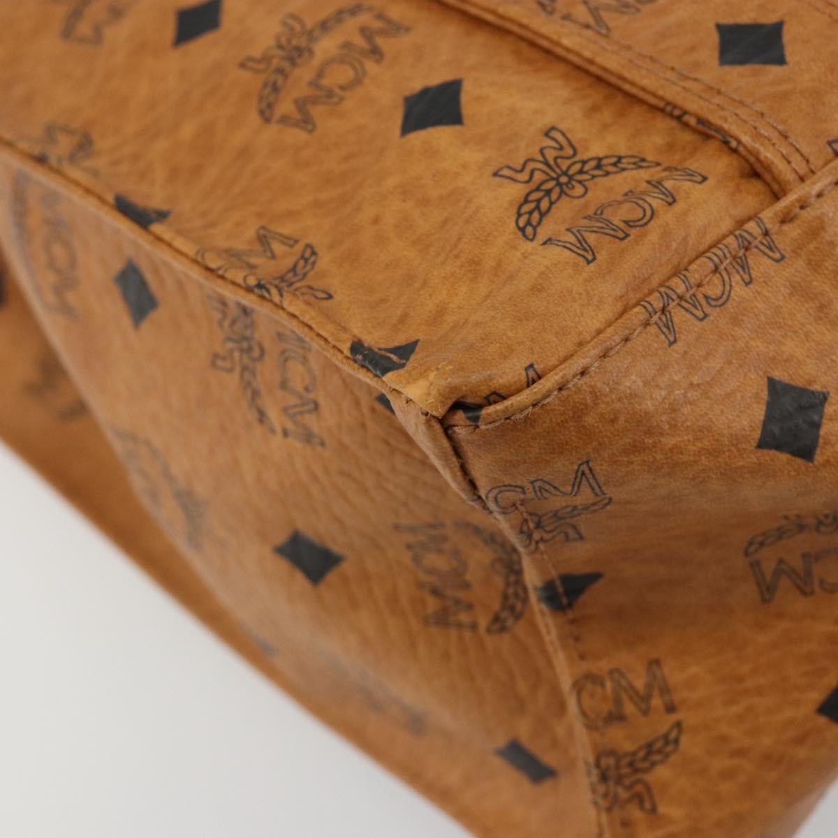 MCM Vicetos Logogram Tote Bag PVC Leather Brown Gold Auth 198311