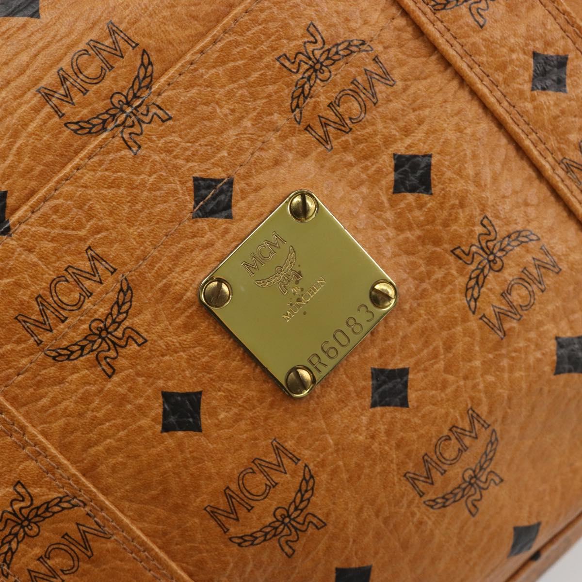 MCM Vicetos Logogram Tote Bag PVC Leather Brown Gold Auth 198311
