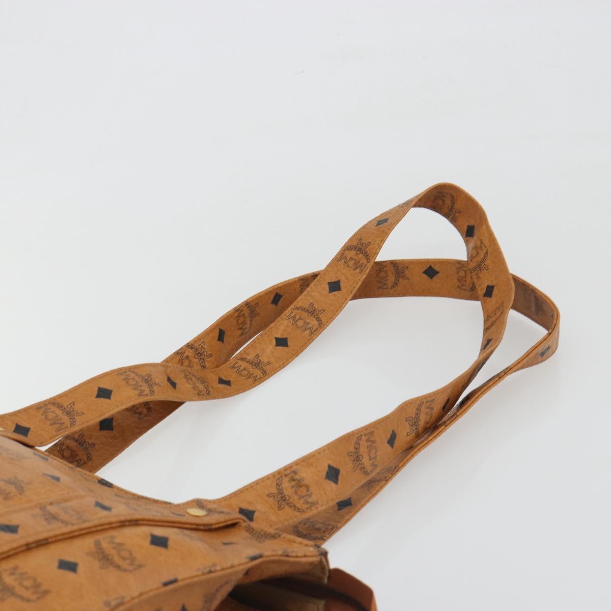 MCM Vicetos Logogram Tote Bag PVC Leather Brown Gold Auth 198311