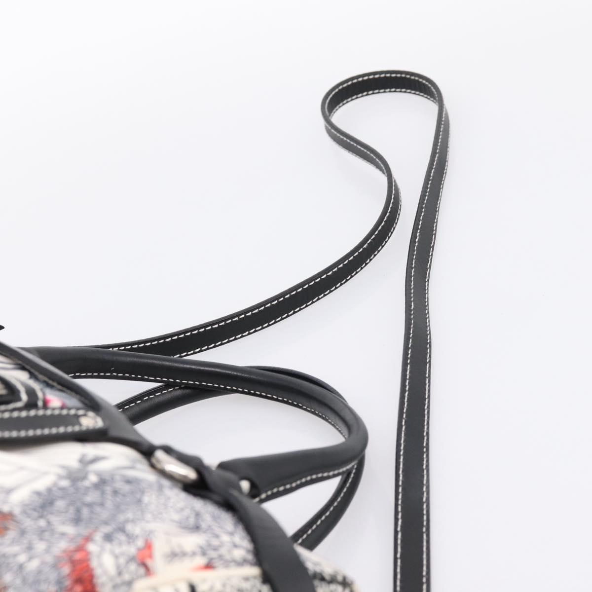 Salvatore Ferragamo Hand Bag Canvas 2way White Silver Auth 198313A