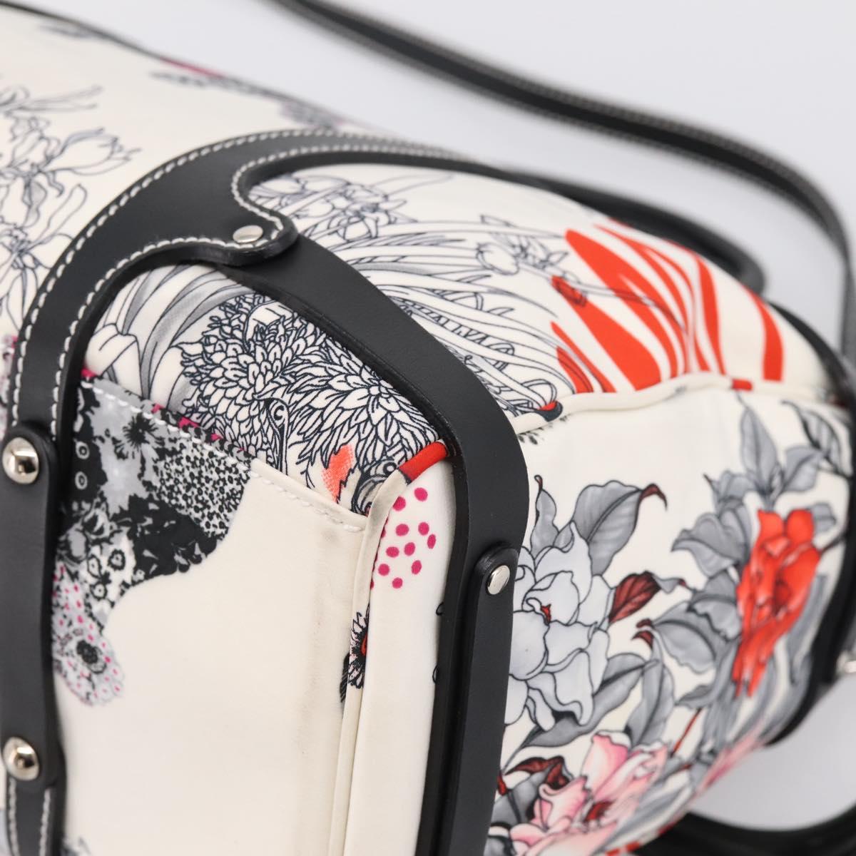 Salvatore Ferragamo Hand Bag Canvas 2way White Silver Auth 198313A