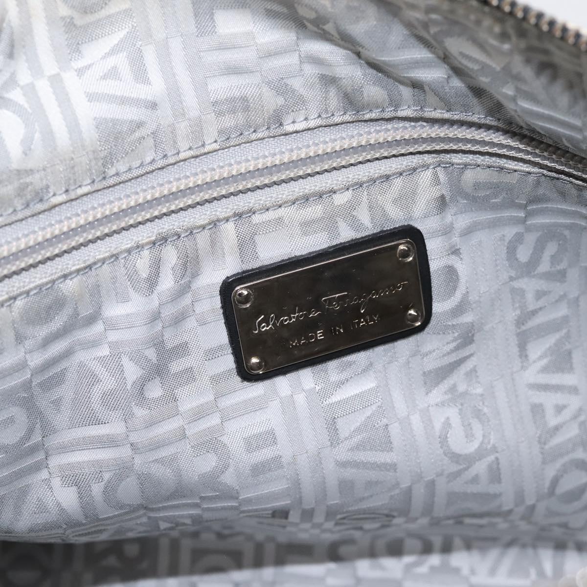 Salvatore Ferragamo Hand Bag Canvas 2way White Silver Auth 198313A