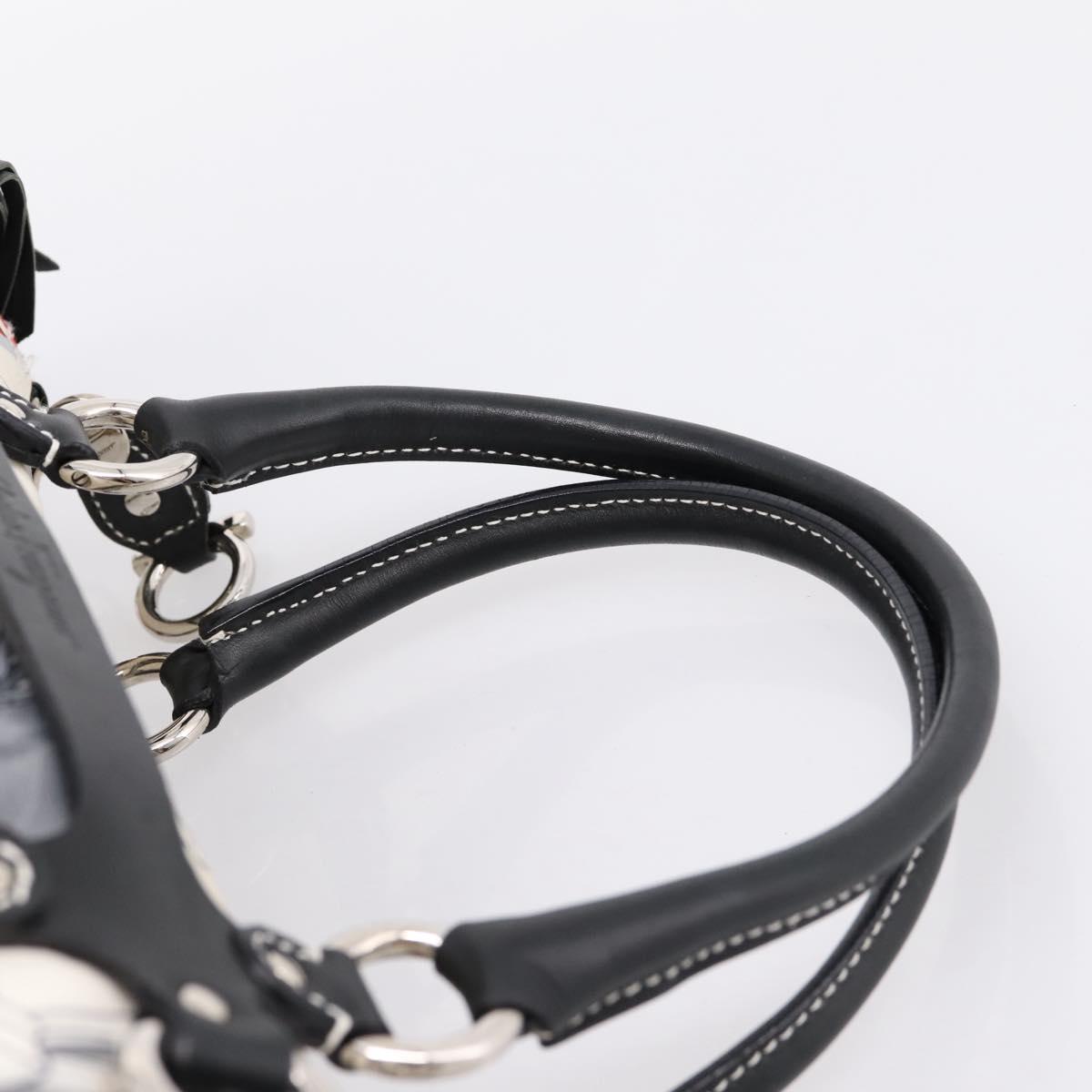 Salvatore Ferragamo Hand Bag Canvas 2way White Silver Auth 198313A