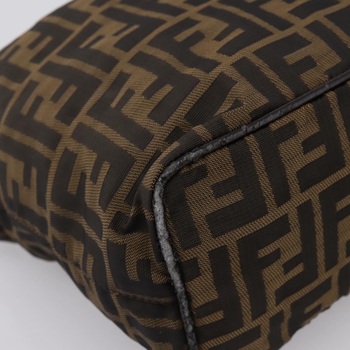 FENDI Zucca Canvas Mamma Baguette Shoulder Bag Brown Black Auth 198318