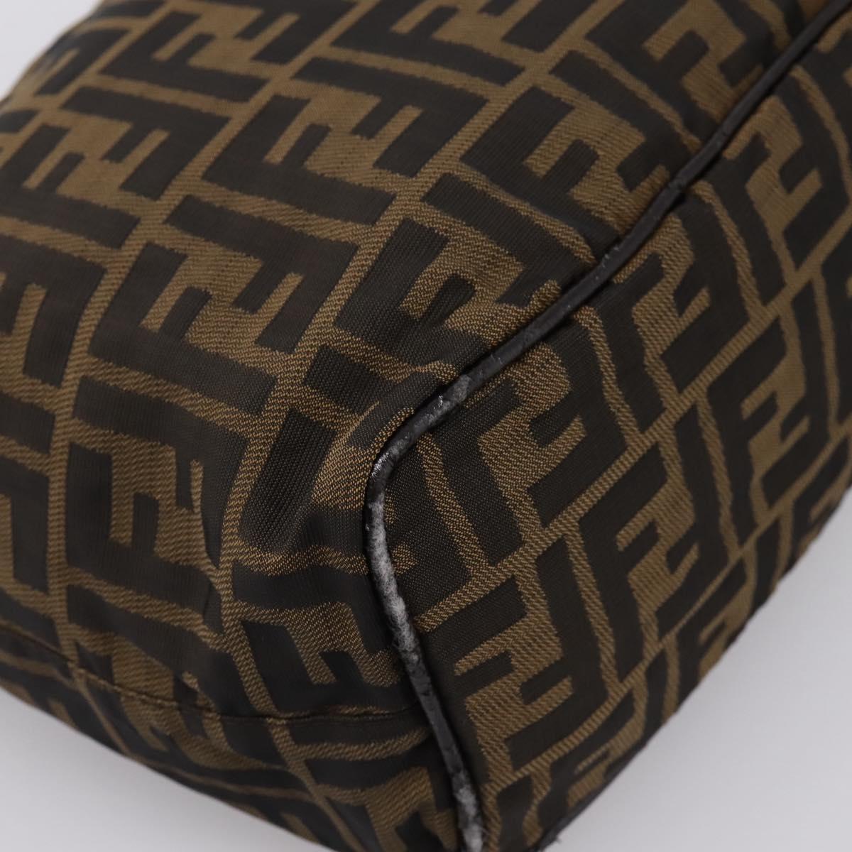 FENDI Zucca Canvas Mamma Baguette Shoulder Bag Brown Black Auth 198318