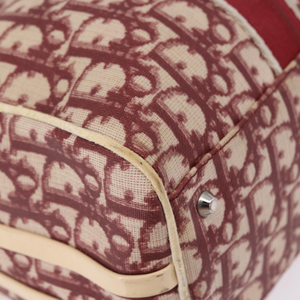 Christian Dior Trotter Boston Bag PVC Leather Red White Auth 198330