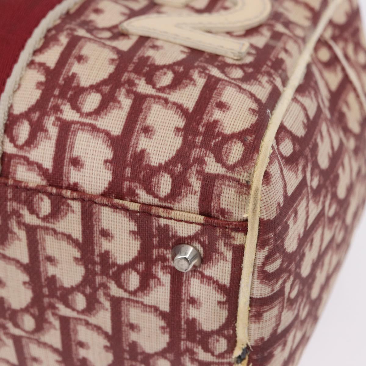 Christian Dior Trotter Boston Bag PVC Leather Red White Auth 198330