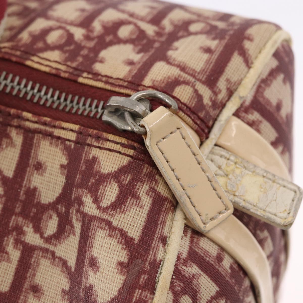 Christian Dior Trotter Boston Bag PVC Leather Red White Auth 198330