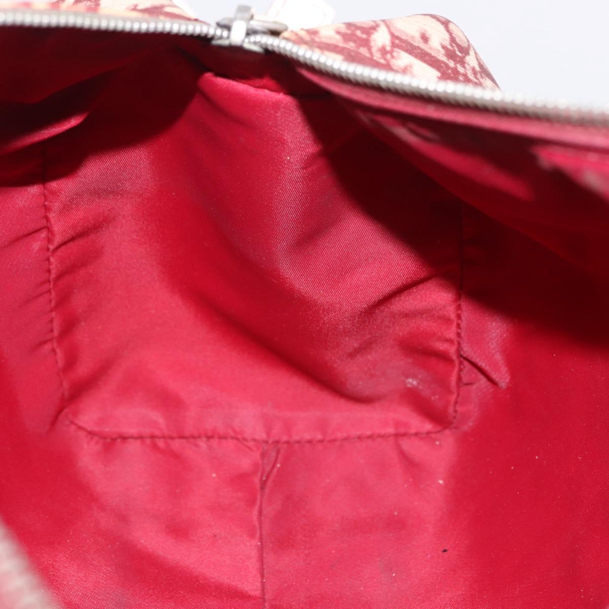 Christian Dior Trotter Boston Bag PVC Leather Red White Auth 198330