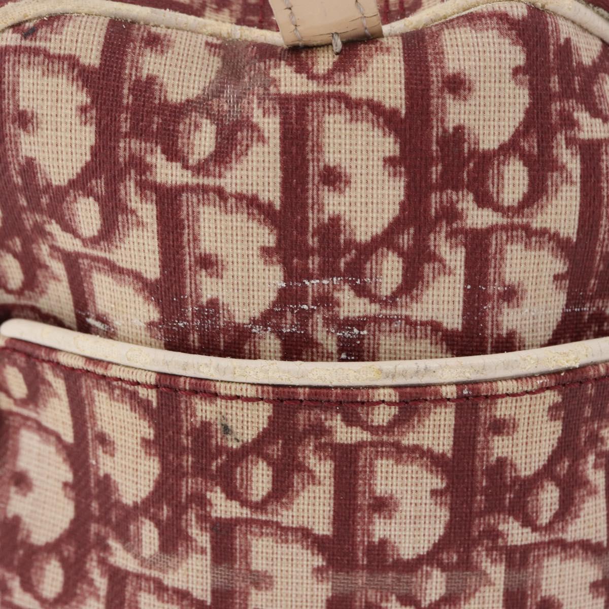 Christian Dior Trotter Boston Bag PVC Leather Red White Auth 198330