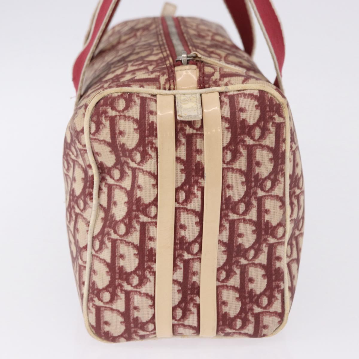 Christian Dior Trotter Boston Bag PVC Leather Red White Auth 198330