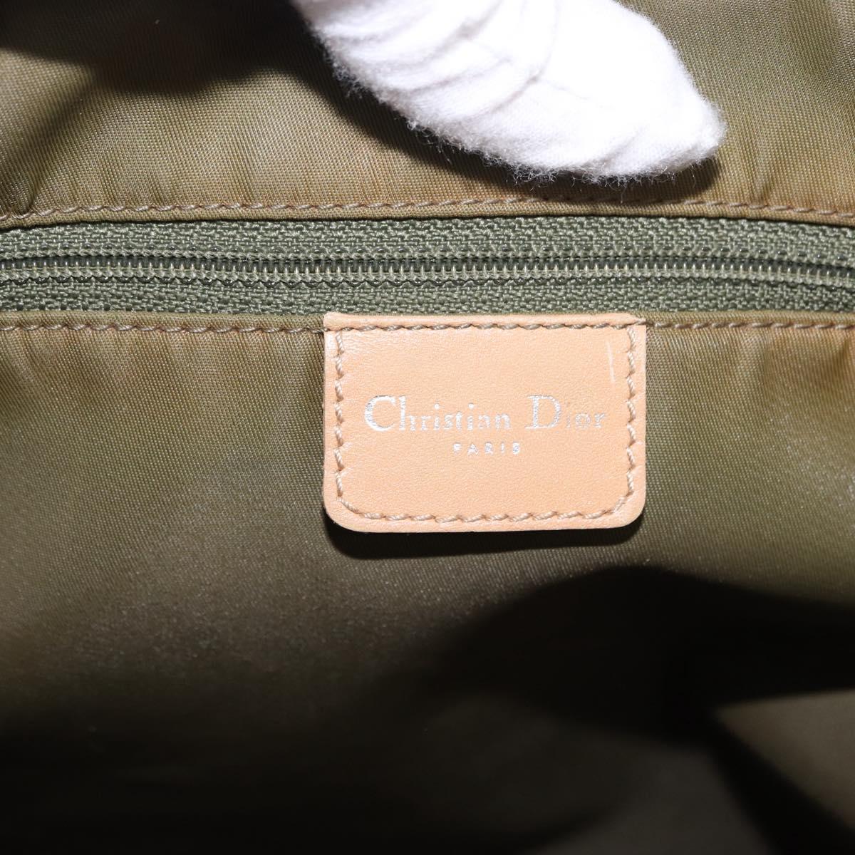 Christian Dior Trotter Canvas Tote Bag Green Silver Auth 198332