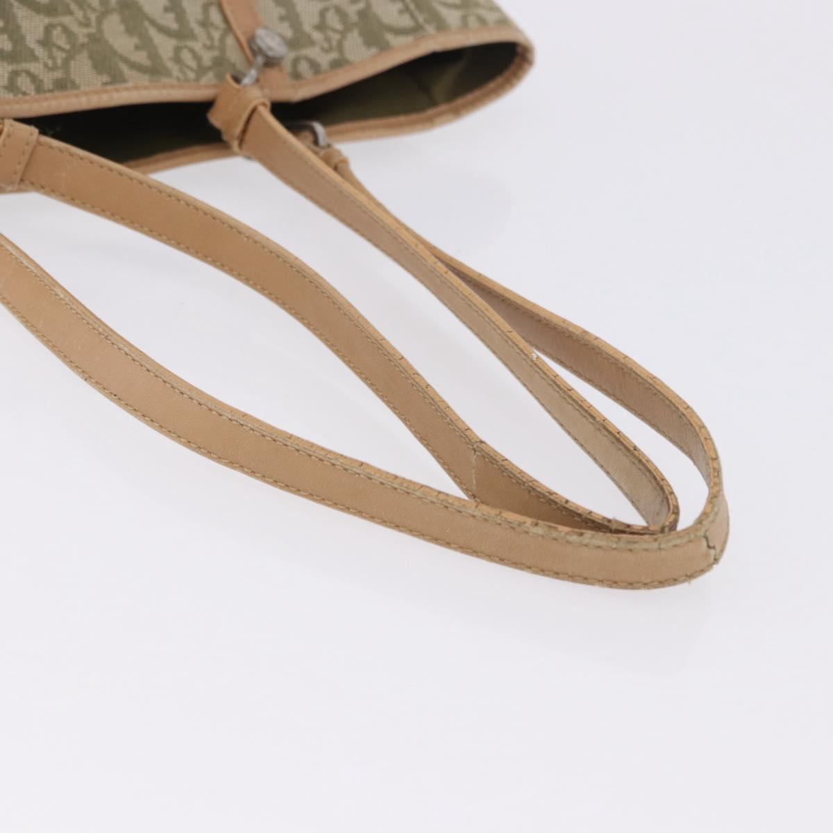 Christian Dior Trotter Canvas Tote Bag Green Silver Auth 198332
