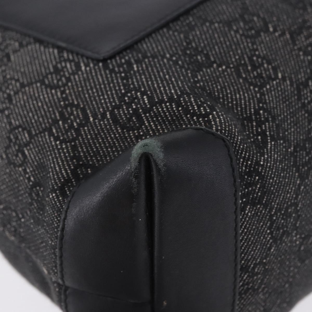 GUCCI GG Canvas Tote Bag Black Silver 28893 Auth 198333