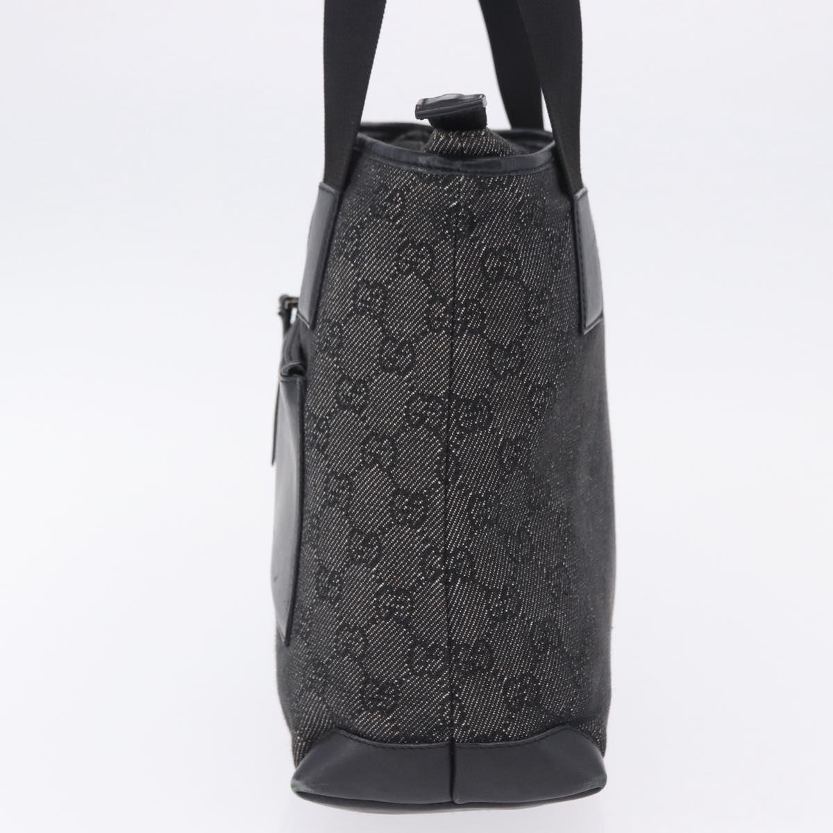 GUCCI GG Canvas Tote Bag Black Silver 28893 Auth 198333