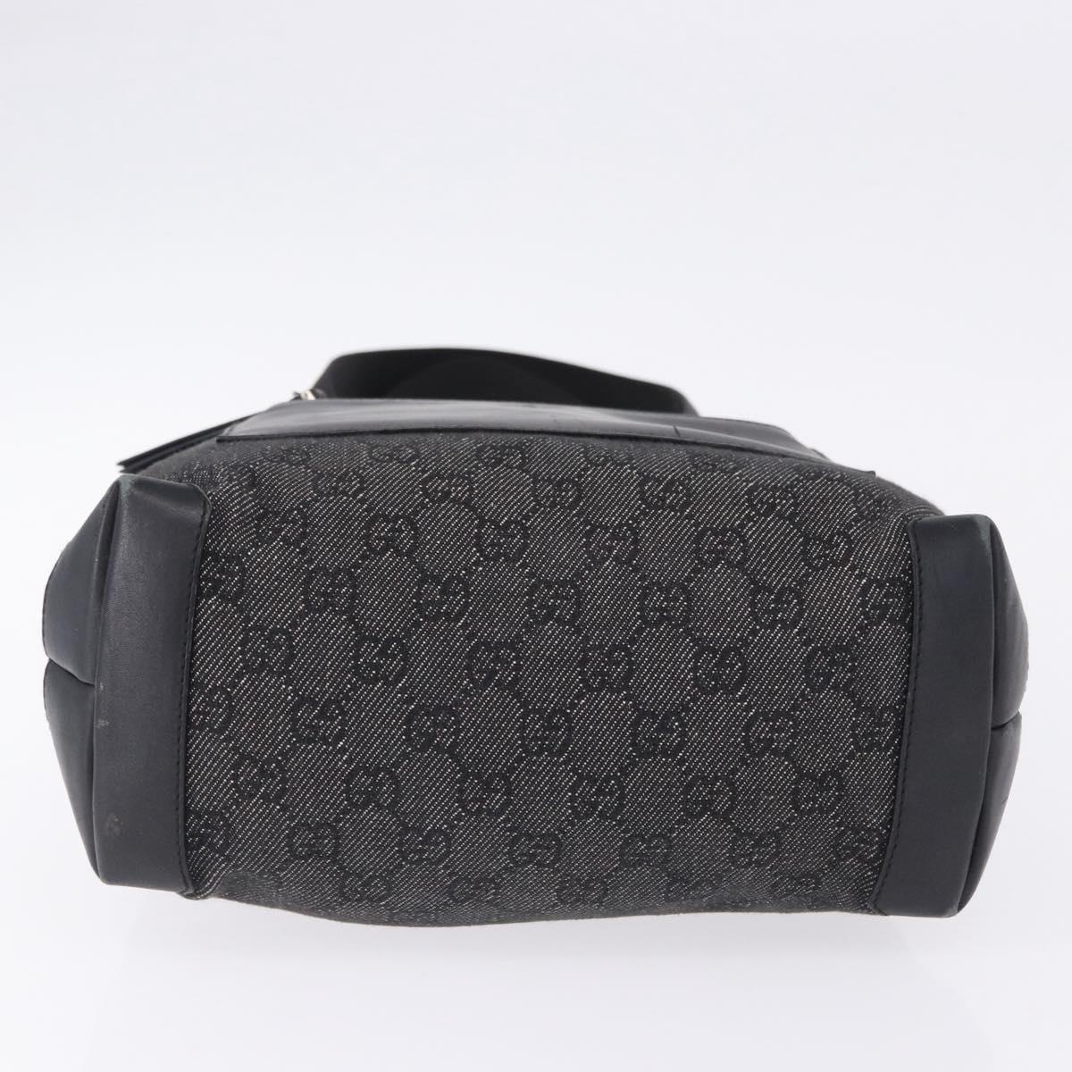 GUCCI GG Canvas Tote Bag Black Silver 28893 Auth 198333