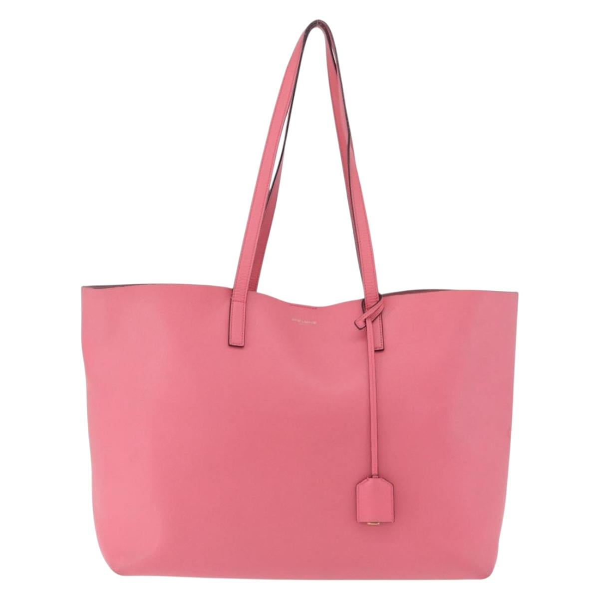 SAINT LAURENT Tote Bag Leather Pink Gold Tone 394195 Auth 198337V