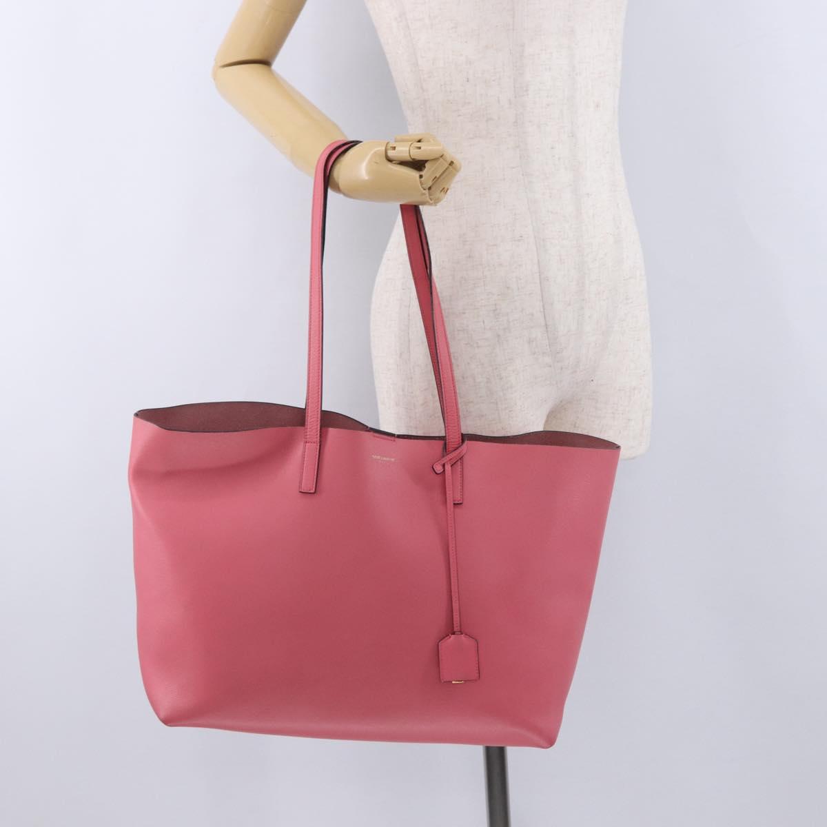 SAINT LAURENT Tote Bag Leather Pink Gold Tone 394195 Auth 198337V