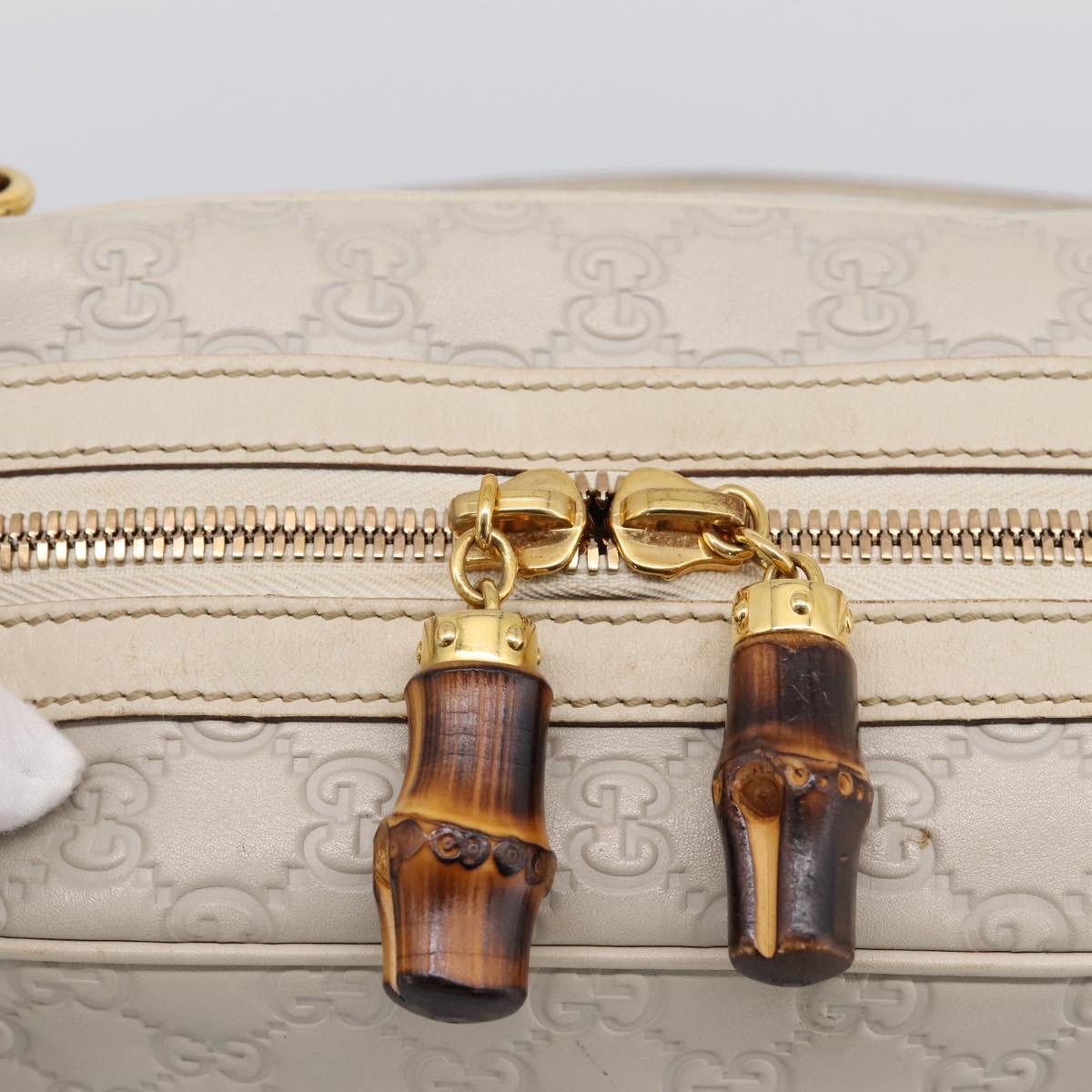 GUCCI GG Canvas Guccissima Horsebit Bamboo Bag Leather Ivory 159398 Auth 198338V