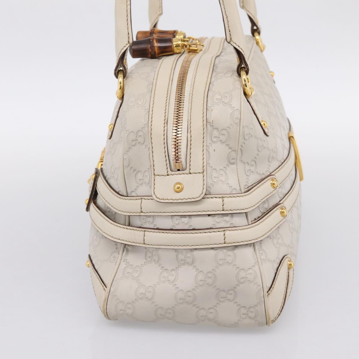 GUCCI GG Canvas Guccissima Horsebit Bamboo Bag Leather Ivory 159398 Auth 198338V