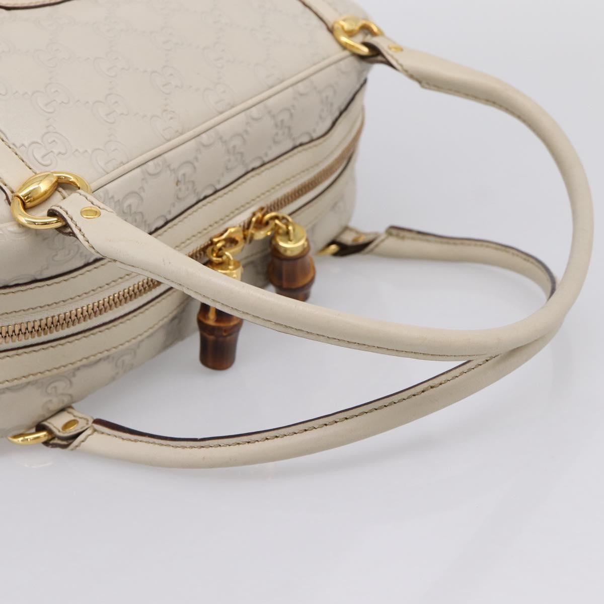 GUCCI GG Canvas Guccissima Horsebit Bamboo Bag Leather Ivory 159398 Auth 198338V
