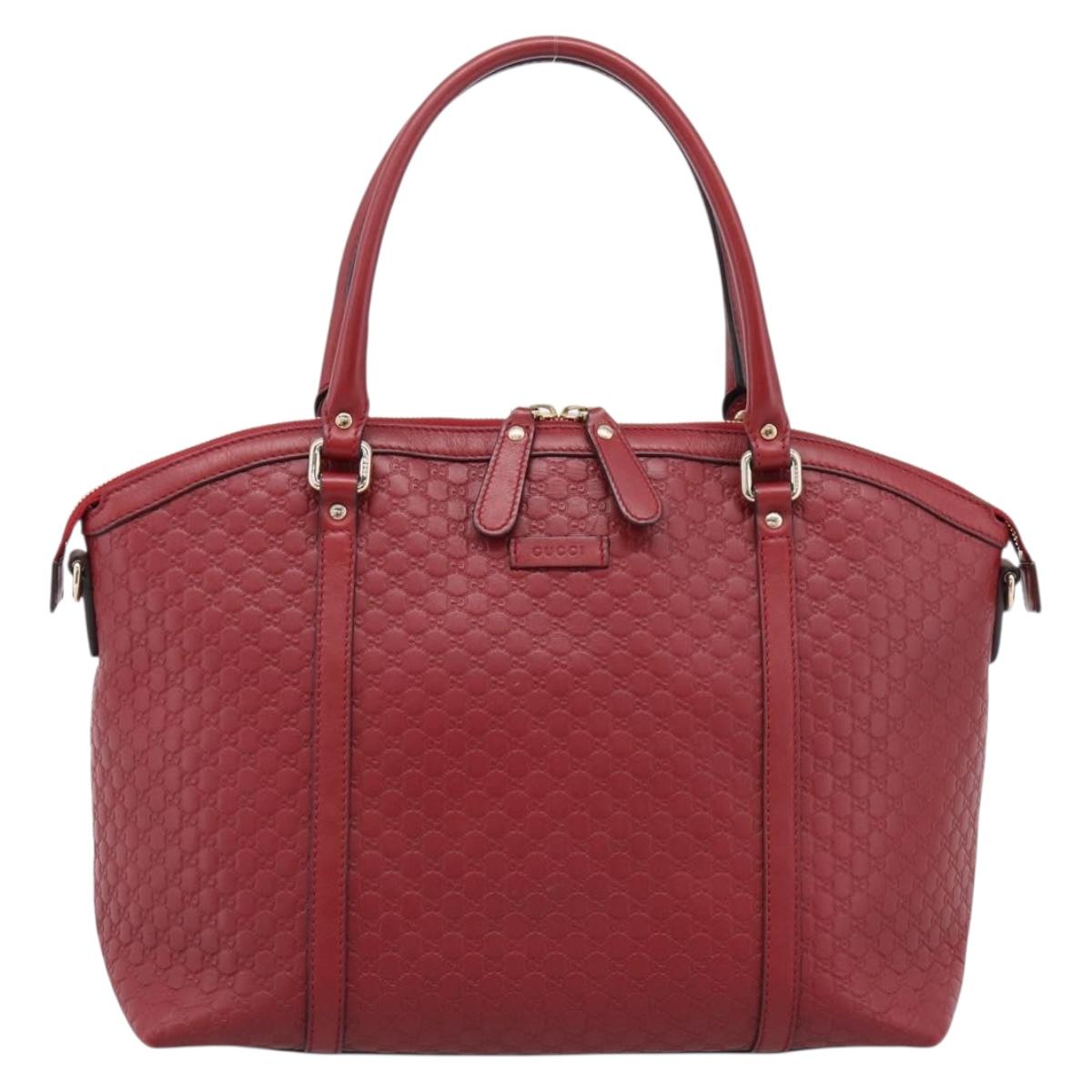 GUCCI Micro GuccissimaGG Hand Bag Leather Red Gold Tone 449657 Auth 198339V
