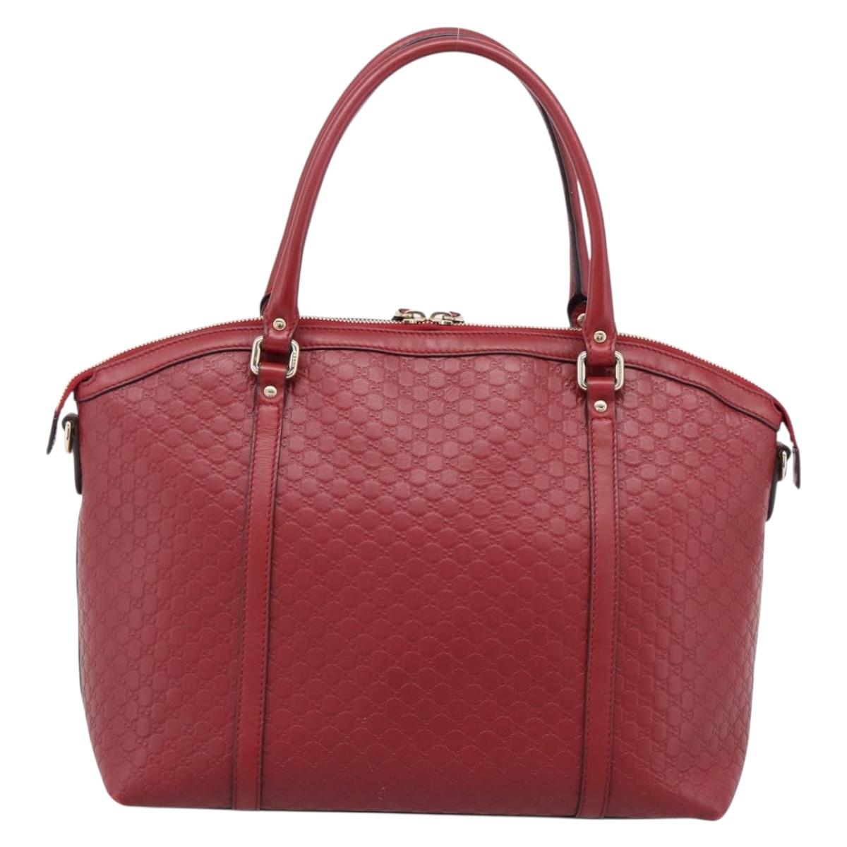 GUCCI Micro GuccissimaGG Hand Bag Leather Red Gold Tone 449657 Auth 198339V