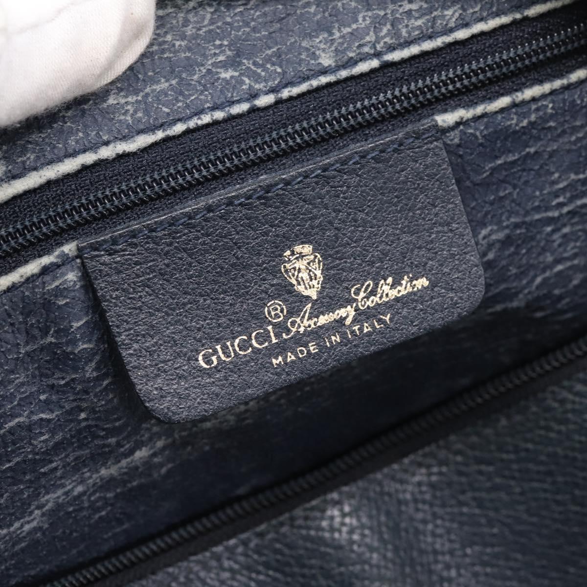 GUCCI GG Supreme Sherry Line Boston Bag PVC Navy Gold 40 02 007 Auth 198342