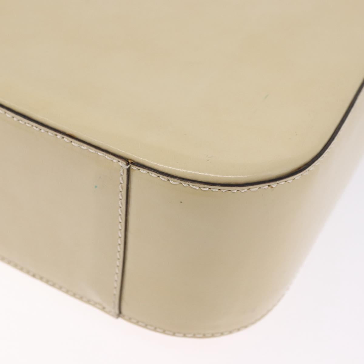 CELINE Shoulder Bag Patent Beige Gold Tone Auth 198345A