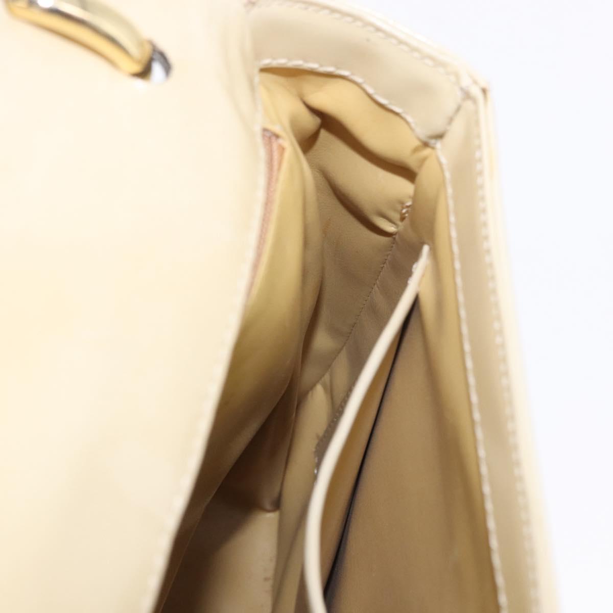 CELINE Shoulder Bag Patent Beige Gold Tone Auth 198345A
