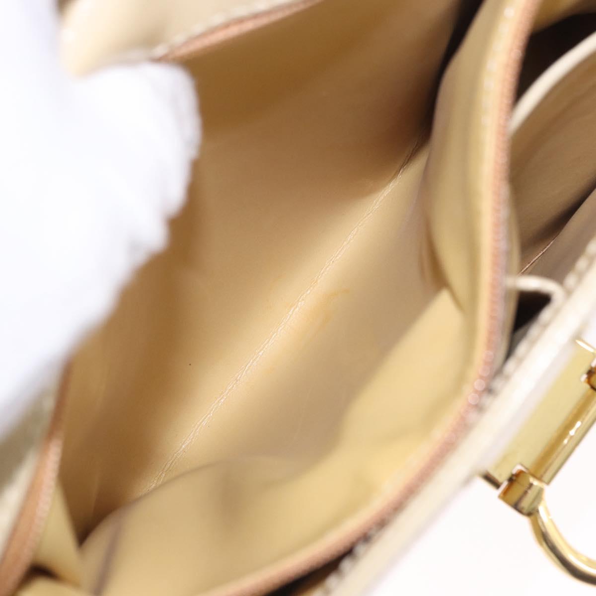 CELINE Shoulder Bag Patent Beige Gold Tone Auth 198345A