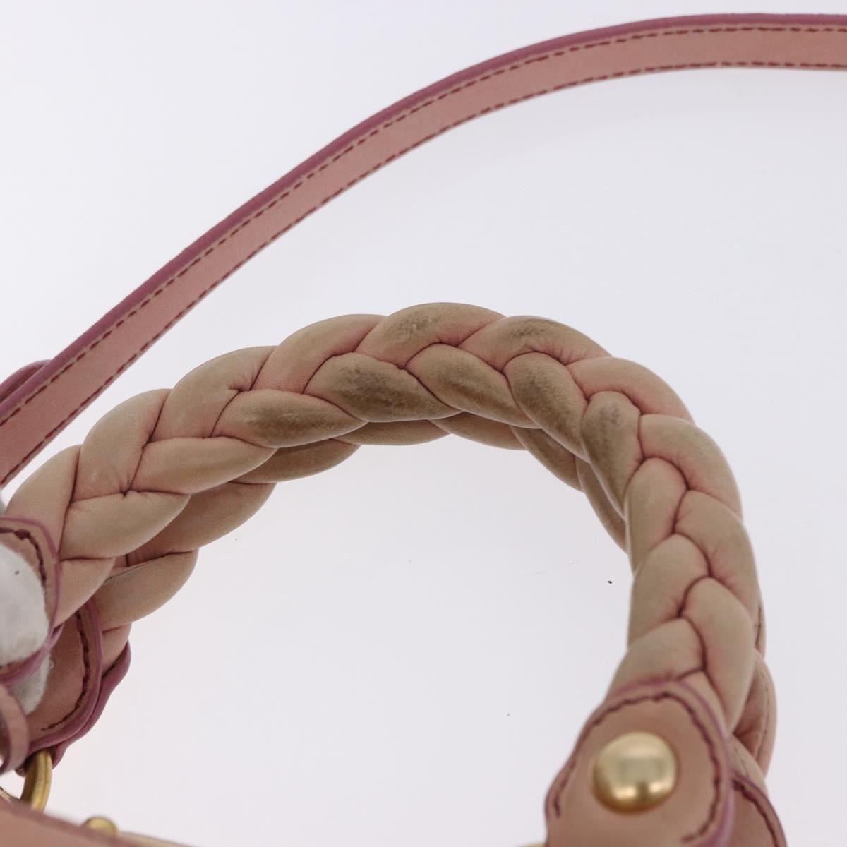 Miu Miu Matelasse Vitellolux Hand Bag Leather 2way Pink Gold Tone Auth 198354