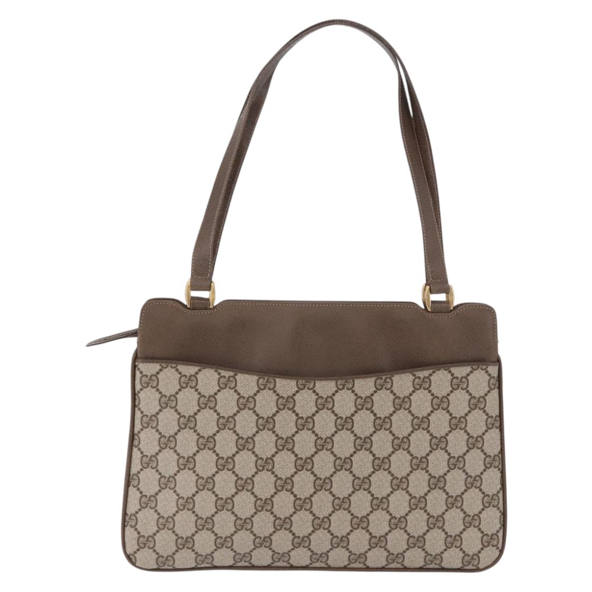 GUCCI GG Supreme Tote Bag PVC Leather Beige Gold Tone 86 02 021 Auth 198358
