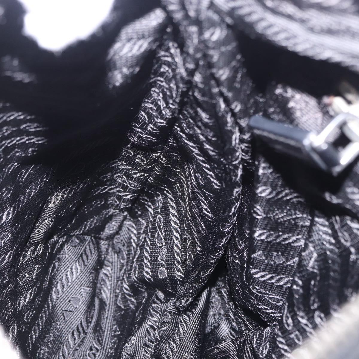 PRADA Shoulder Bag Nylon Black Silver Auth 198359V