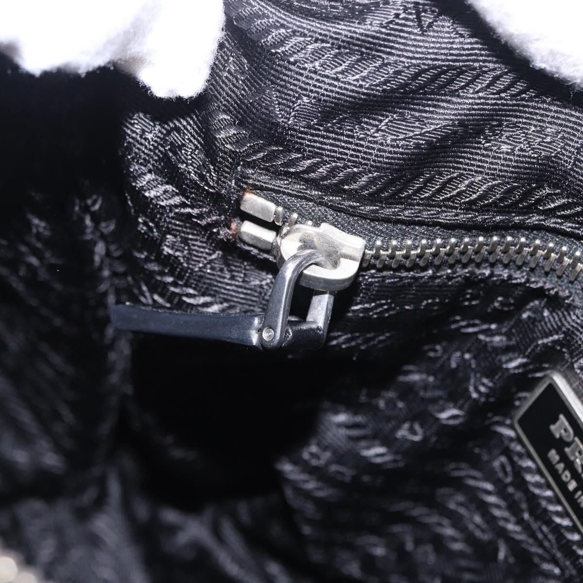 PRADA Shoulder Bag Nylon Black Silver Auth 198359V